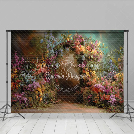 Lofaris Vibrant Floral Archway Photography Backdrop with Lush Greenery Enchanted Garden Wedding Birthday Party Decor