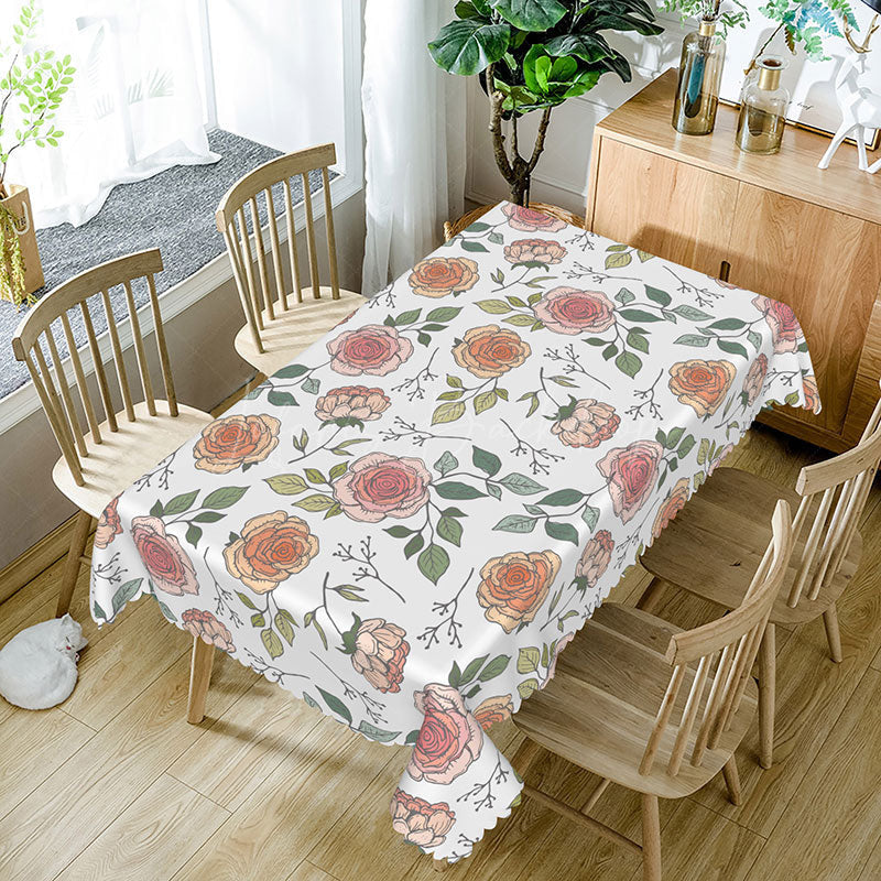 Lofaris Vibrant Floral Tablecloth with Colorful Flowers and Green Leaves for Summer Party Outdoor Dining