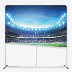 Lofaris Vibrant Football Stadium Field Square Double-Sided Backdrop with Bright Lights Sports Game Day Party Decor