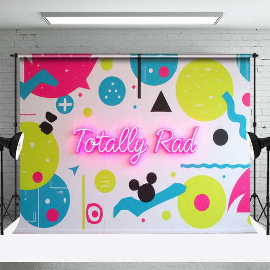 Lofaris Vibrant Geometric Pattern Neon Totally Rad Backdrop