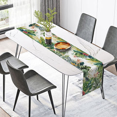 Lofaris Vibrant Green Tropical Plant Table Runner for Summer Jungle and Botanical Themed Kitchen Dining Decor
