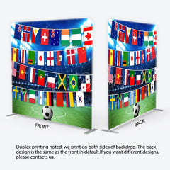 Lofaris Vibrant International Flags and Soccer Field Square Double-Sided Backdrop Global Sports Event Party Decor