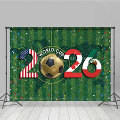 Lofaris Vibrant International Soccer Tournament 2026 Holiday Backdrop USA Canada Mexico Flags on Green Field