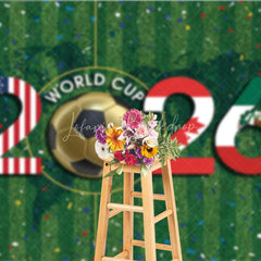 Lofaris Vibrant International Soccer Tournament 2026 Holiday Backdrop USA Canada Mexico Flags on Green Field