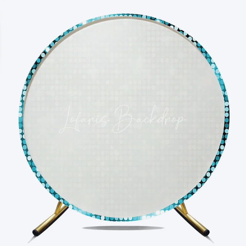 Lofaris Vibrant Light Blue and Turquoise Glitter Disco Round Backdrop Sparkling Celebration Party Decor for Events