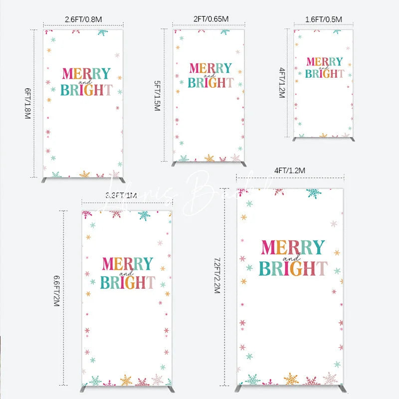 Lofaris Vibrant Multi-color Snowflake Merry and Bright Rectangle Arch Backdrop Festive Winter Holiday Party Decor