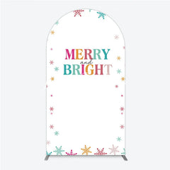 Lofaris Vibrant Multi-color Snowflake Merry and Bright Round Top Arch Backdrop Festive Holiday Christmas Party Decor