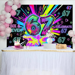 Lofaris Vibrant Neon Graffiti 7th Birthday Backdrop Colorful Paint Splatters and Glowing Lights Celebration Party Decor