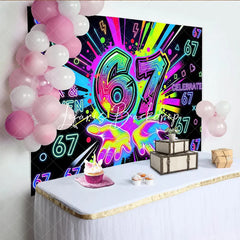 Lofaris Vibrant Neon Graffiti 7th Birthday Backdrop Colorful Paint Splatters and Glowing Lights Celebration Party Decor