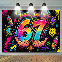 Lofaris Vibrant Neon Graffiti Art 7th Birthday Backdrop Spray Paint Street Style Party Decor for Celebrations.