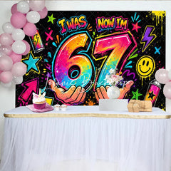 Lofaris Vibrant Neon Graffiti Art 7th Birthday Backdrop Spray Paint Street Style Party Decor for Celebrations.