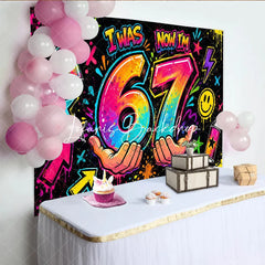 Lofaris Vibrant Neon Graffiti Art 7th Birthday Backdrop Spray Paint Street Style Party Decor for Celebrations.