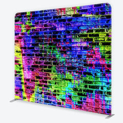 Lofaris Vibrant Neon Graffiti Brick Wall Square Double-Sided Backdrop Abstract Paint Splatter Urban Art Photography