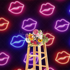 Lofaris Vibrant Neon Lip Shapes In Rows Dynamic Backdrop