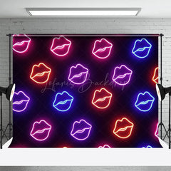 Lofaris Vibrant Neon Lip Shapes In Rows Dynamic Backdrop