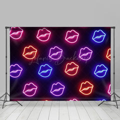 Lofaris Vibrant Neon Lip Shapes In Rows Dynamic Backdrop