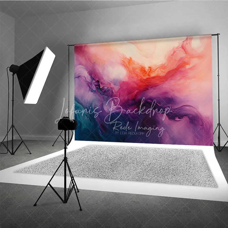 Lofaris Vibrant Pink Purple Orange Teal Abstract Fluid Art Photography Backdrop Artistic Dreamy Studio Background