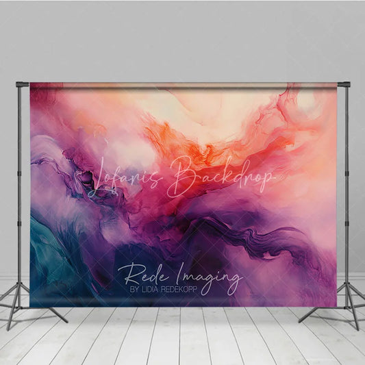 Lofaris Vibrant Pink Purple Orange Teal Abstract Fluid Art Photography Backdrop Artistic Dreamy Studio Background
