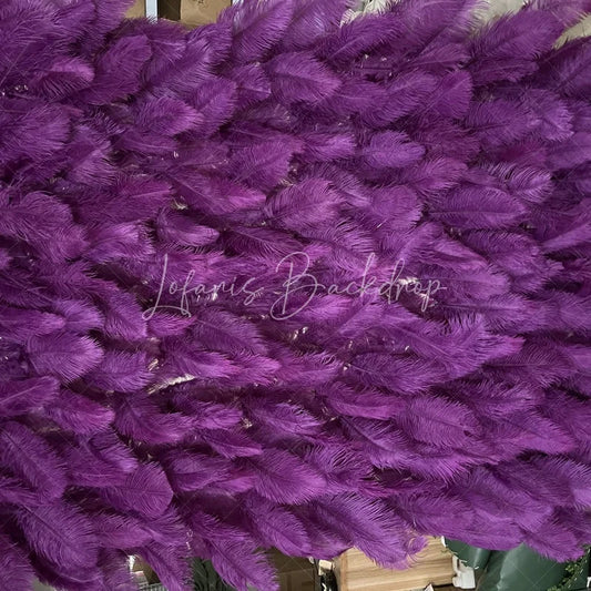 Lofaris Vibrant Purple Feather Textured Artificial Flower Wall Elegant Event Backdrop Party Decor