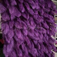 Lofaris Vibrant Purple Feather Textured Artificial Flower Wall Elegant Event Backdrop Party Decor