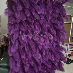 Lofaris Vibrant Purple Feather Textured Artificial Flower Wall Elegant Event Backdrop Party Decor