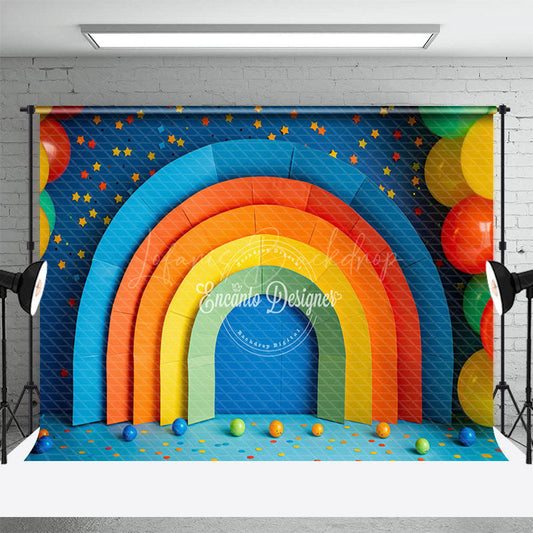 Lofaris Vibrant Rainbow Archway Geometric Patterns Backdrop