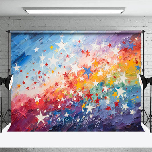 Lofaris Vibrant Rainbow Gradient and Colorful Stars Photography Backdrop Artistic Painterly Texture for Parties