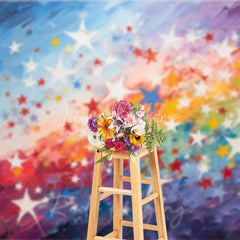 Lofaris Vibrant Rainbow Gradient and Colorful Stars Photography Backdrop Artistic Painterly Texture for Parties