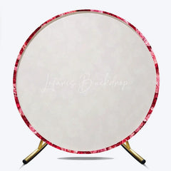 Lofaris Vibrant Red and Pink Floral Wall Round Backdrop Romantic Rose Hydrangea Flower Decor for Weddings