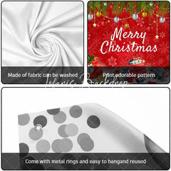 Lofaris Vibrant Red Merry Christmas Garage Door Banner with Snowman Sleigh and Festive Ornaments Holiday Decor