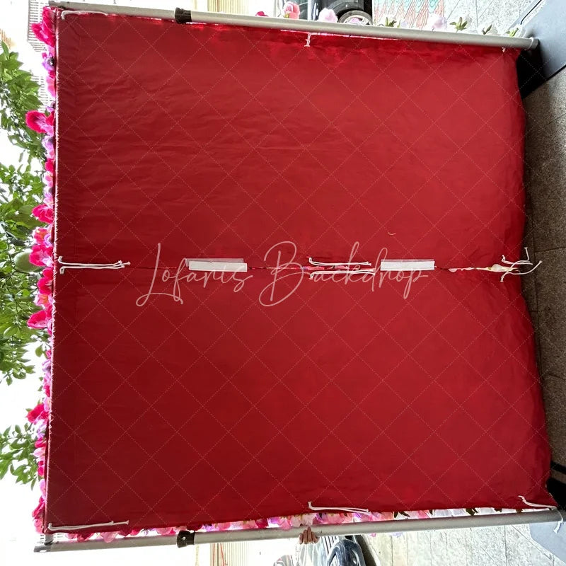 Lofaris Vibrant Red Pink and White Gradient Artificial Flower Wall Elegant Rose Photo Booth Backdrop for Weddings Parties