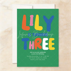 Lofaris Vibrant Set of 20 Letters Custom 3rd Birthday Invitation Playful Three Theme Party Decor for Kids Celebration