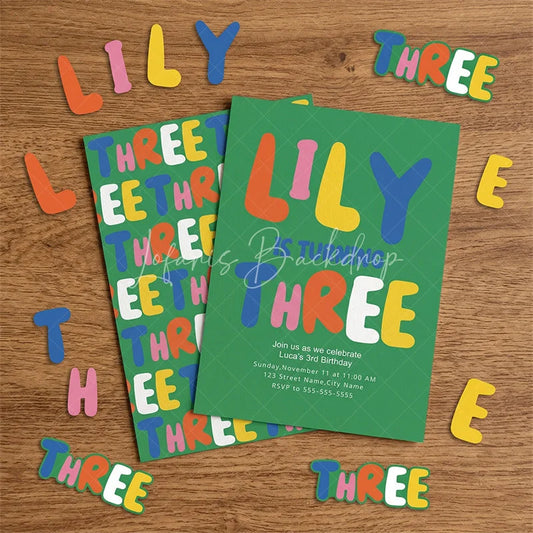 Lofaris Vibrant Set of 20 Letters Custom 3rd Birthday Invitation Playful Three Theme Party Decor for Kids Celebration