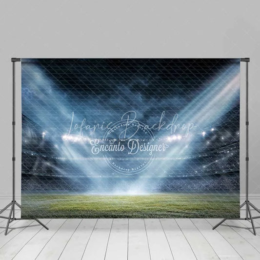Lofaris Vibrant Sports Stadium Backdrop Football Field Photography Background Bright Spotlights Game Day Decor