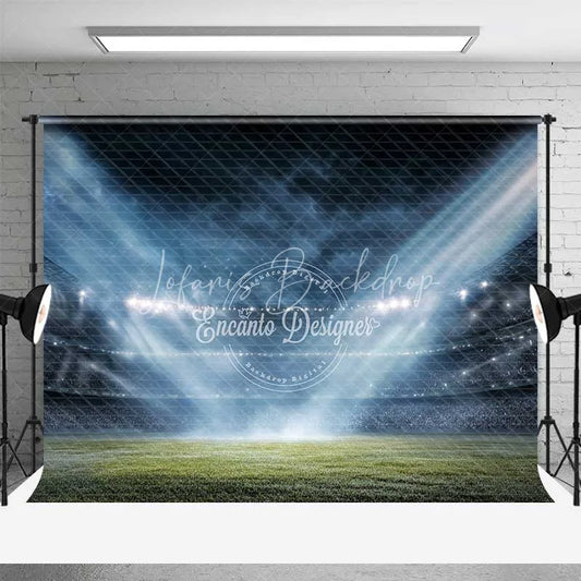 Lofaris Vibrant Sports Stadium Backdrop Football Field Photography Background Bright Spotlights Game Day Decor
