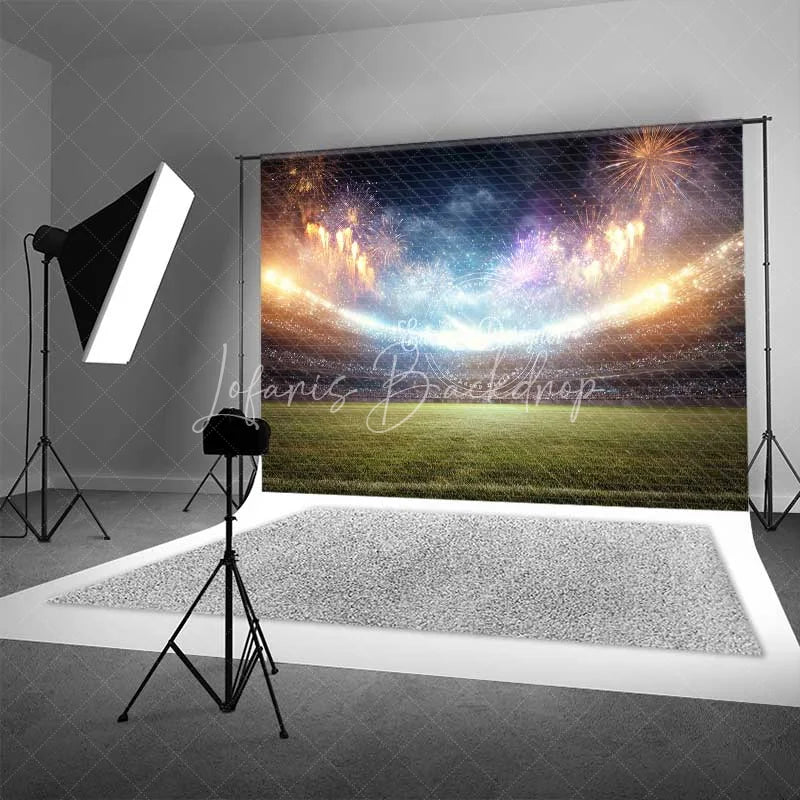 Lofaris Vibrant Sports Stadium Backdrop with Night Sky Celebration Grand Event Photography Background