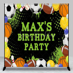 Lofaris Vibrant Sports Theme Custom Birthday Party Backdrop with Assorted Balls and Green Accents