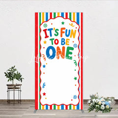 Lofaris Vibrant Striped It’s Fun To Be One Rectangle Arch Backdrop First Birthday Party Decor