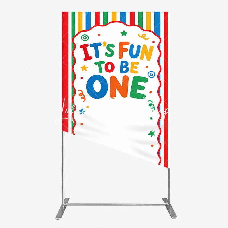 Lofaris Vibrant Striped It’s Fun To Be One Rectangle Arch Backdrop First Birthday Party Decor
