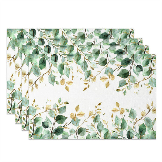 Lofaris Vibrant Summer Green Leaves Dining Set of 4 Placemats