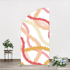 Lofaris Vibrant Tropical Floral Lei Pattern Half Moon Arch Backdrop Hawaiian Luau Party Decor