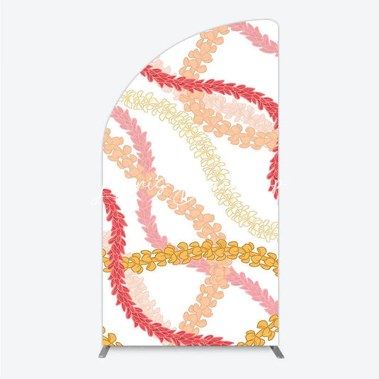 Lofaris Vibrant Tropical Floral Lei Pattern Half Moon Arch Backdrop Hawaiian Luau Party Decor