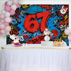 Lofaris Vibrant Urban Graffiti 7th Birthday Backdrop with Skateboard Spray Paint Party Decor