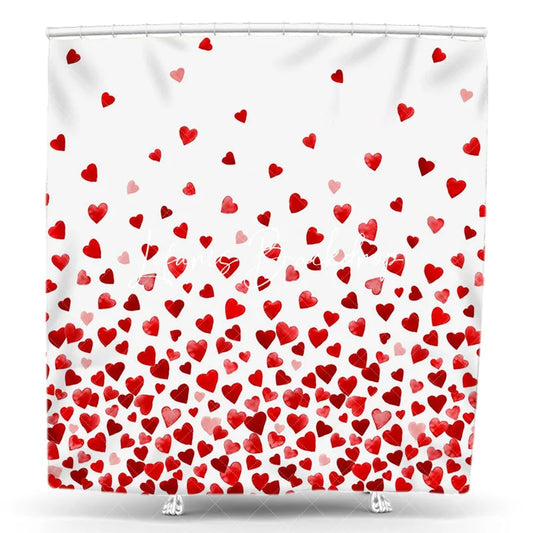 Lofaris Vibrant Watercolor Red and Pink Hearts Shower Curtain Romantic Love Themed Bathroom Decor for Valentine’s Day