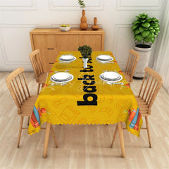 Lofaris Vibrant Yellow Back to School Rectangle Tablecloth Fun Supplies for Classroom Decorations