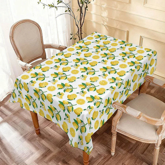 Lofaris Vibrant Yellow Lemon Floral Rectangle Tablecloth Summer Fruit Blossom Kitchen Dining Party Table Decor