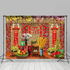 Lofaris Vietnamese Lunar New Year Tet Backdrop Traditional Yellow Apricot Blossom Background Spring Festival Party Decoration