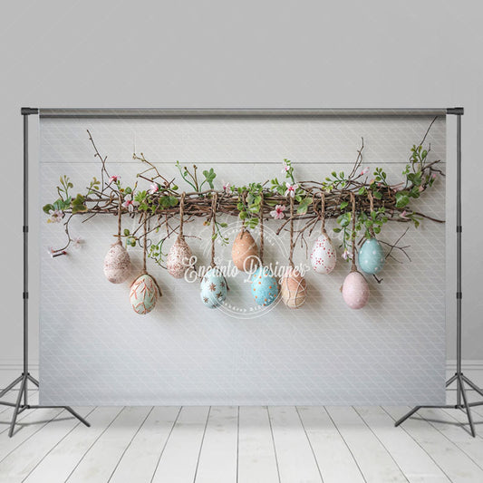 Lofaris Vine Hanging Colorful Eggs Simple Easter Backdrop