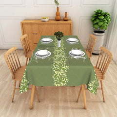 Lofaris Vine Stripe Rectangle Tablecloth Sage Green Leaf Pattern Dining Table Cloth Decor