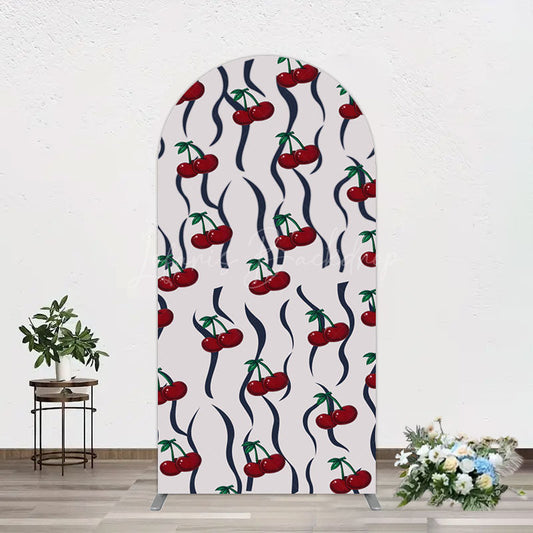 Lofaris Vintage Abstract Red Cherry Birthday Arch Backdrop